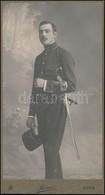 Cca 1914 Katonatiszt Karddal, Keményhátú Fotó Rónai Dénes Műterméből, 20,5×11 Cm - Andere & Zonder Classificatie