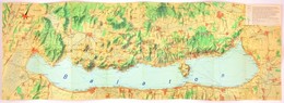 1967 Balaton Térkép, 1:95000, Kartográfiai Vállalat, A Hajtások Mentén Kis Sérülésekkel, 33×96 Cm - Other & Unclassified