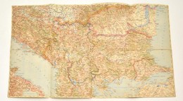 Cca 1914 Balkán Térképe, Vászonra Kasírozva, Bejelölésekkel, 45x78 Cm - Other & Unclassified
