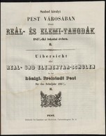 1852 A Pest Városában Létező Reál- ás Elemi Tanodák áttekintése Az 1851/2-iki Iskolai Tanévben, 23p - Unclassified
