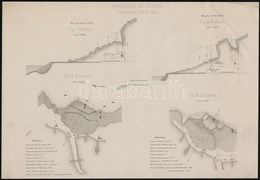 Cca 1900 Trieszt Kikötőjének építése. Tervrajzok 4 Lapon. Kőnyomat / Cca 1900 Map Of The Shipyard Of Triest. Biulding. 4 - Unclassified