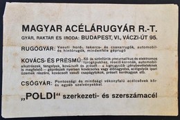 Cca 1920 Magyar Acélárugyár Hirdetmény. Puha Merített Papíron. 46x29 Cm - Non Classés