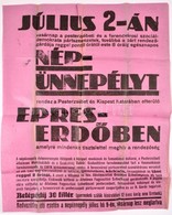 1933 Pesterzsébeti Népünnepély Plakátja és Hirdetménye 40x60 Cm - Non Classés