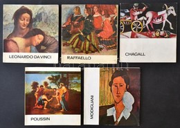 A Művészet Kiskönyvtára Sorozat 5 Kötete: 
Leonardo Da Vinci, Raffaello, Poussin, Modiglani, Chagall. Bp.,1967-1979, Cor - Unclassified