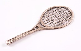 Ezüst(Ag) Teniszütő, Jelzett, 8×3 Cm, Nettó: 10,7 G - Andere & Zonder Classificatie