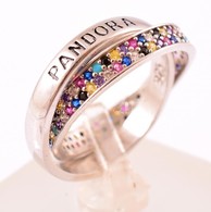Ezüst(Ag) Pandora Kettős Gyűrű, Jelzett, Méret: 53, Bruttó: 4,4 G - Autres & Non Classés
