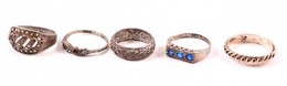 Ezüst(Ag) Gyűrű Tétel, 5 Db, Jelzettek, Kőhiánnyal, Bruttó: 15,5 G - Other & Unclassified