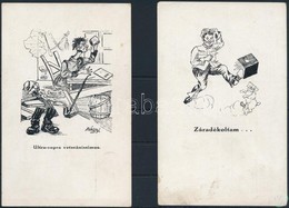 ** * 2 Db RÉGI Studentika Művészlap Albumlapon; A Soproni Diákéletből XII. és XV.  / 2 Pre-1945 Studentica Art Postcard  - Unclassified