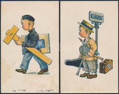 ** * 2 Db RÉGI Studentika Művészlap Albumlapon; A Soproni Diákéletből XXI. és XXVI.  / 2 Pre-1945 Studentica Art Postcar - Non Classés