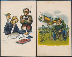 * 2 Db RÉGI Studentika Művészlap Albumlapon; A Soproni Diákéletből XX. és XXVII.  / 2 Pre-1945 Studentica Art Postcard O - Non Classés