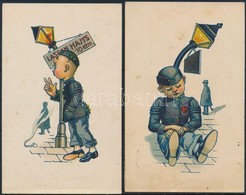 ** 2 Db RÉGI Studentika Művészlap Albumlapon; A Soproni Diákéletből XXV. és XXXII.  / 2 Pre-1945 Studentica Art Postcard - Zonder Classificatie