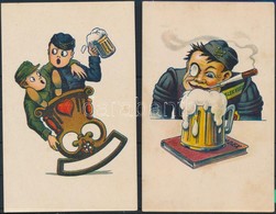 ** 2 Db RÉGI Studentika Művészlap Albumlapon; A Soproni Diákéletből XXXI. és XVII.  / 2 Pre-1945 Studentica Art Postcard - Non Classés