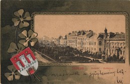 T2/T3 1901 Sopron, Deák Tér. Címeres Art Nouveau Litho Keret (EK) - Zonder Classificatie