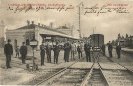 T2 1905 Sopron, Déli Vasút Pályaudvar, Vasútállomás, Vagon, Vasutasok. M.G.S. 86. - Zonder Classificatie