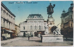 T2/T3 1916 Szeged, Klauzál Tér, Kossuth Szobor, Villamos, Grosz üzlete. Kiadja Grünwald Herman (fa) - Unclassified