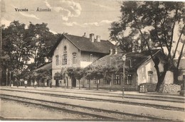 T2/T3 1921 Vecsés, Vasútállomás. Kiadja Minár Gyula állomási Tőzsdéje (EB) - Zonder Classificatie