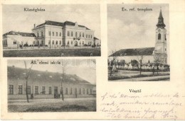 T2/T3 1917 Vésztő, Községháza, Református Templom, Állami Elemi Iskola. Kiadja A Fogyasztási Szövetkezet (fl) - Unclassified