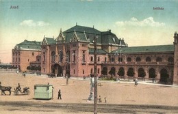 * T2 Arad, Indóház, Vasútállomás, Hirdetőoszlop, Jegyárus Bódé / Bahnhof / Railway Station, Advertising Column, Ticket B - Unclassified