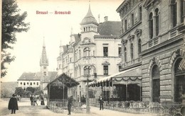** T2 Brassó, Brasov, Kronstadt; Rezső Körút, étterem Terasz / Street, Restaurant Terrace - Zonder Classificatie