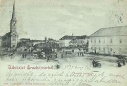 T2 1899 Érsekújvár, Nové Zamky; Kossuth Lajos Tér, Templom. Conlegner J és Fia Kiadása / Square With Church - Zonder Classificatie