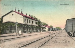 * T2/T3 1915 Homonna, Homenau, Humenné; Vasútállomás, Vagonok. Kiadja Waller Mór 1708. / Bahnhof / Railway Station, Wago - Unclassified