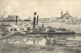 T2/T3 1912 Komárom, Komárno; Duna, Kikötő, Stefánia Oldalkerekes Vontató Gőzhajó. Kiadja Laky Béla 4. / Port With Hungar - Zonder Classificatie
