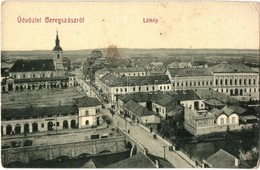 ** T3 Beregszász, Berehovo; Tér, Utca, üzletek. W.L. Bp. 6053. / Square, Shops, Street (r) - Sin Clasificación