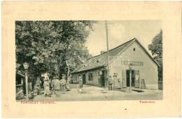 T4 1911 Csap, Chop; Vasút Utca, Sermer Sámuel üzlete, Létra. W. L. Bp. 5680. Kiadja Glück Imre / Railway Street, Shop, L - Non Classés