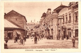 T4 Ungvár, Uzshorod, Uzhhorod, Uzhorod; Hotel Koruna / Korona Szálloda, Berkes Béla, Fried Ármin üzlete, Bata Cipőbolt,  - Unclassified