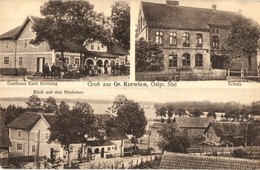 * T2/T3 Karwica, Kurwien (Ruciane-Nida); Gasthaus Emil Klötzing, Schule, Blick Auf Den Niedersee (Jezioro Nidzkie) / Gue - Non Classés