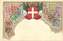 ** T2 Poste Italiane / Italian Set Of Stamps. Coat Of Arms, Flags.Carte Philatélique Ottmar Zieher No. 9. Emb. Litho - Zonder Classificatie