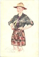 T2/T3 Skót Cserkész. Kiadja A Magyar Cserkészszövetség / Boy Scout From Scotland, Art Postcard S: Márton L. + 1933 Gödöl - Non Classés