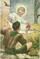 ** * 3 Db RÉGI Magyar Márton L. Szignós Cserkész Művészlap / 3 Pre-1945 Hungarian Scout Art Postcards Signed By Márton L - Unclassified