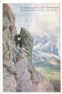 ** T2/T3 Das Maschinengewehr In Der Dolomitenwand Mit Der Aussicht Auf Die 'Drei Zinnen'. Kriegshilfsbüro Nr. 211. / WWI - Unclassified