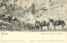 ** T2/T3 Telegraphen-Transport Im Gebirge. K.u.K. Hof-Photogr. A. Huber. Verlag Alex J. Klein Nr. 31. / Az Osztrák-magya - Unclassified