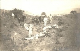 ** T2 Géppuskás Osztag állásban A Teherhordó Lovakkal / WWI Austro-Hungarian K.u.K. Military Machine Gun Squad In Positi - Non Classés