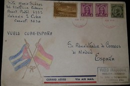 O) 1966 CUBA-CARIBBEAN, SPANISH ANTILLES, BY RETROPROPULSION AIRCRAFT -INAUGURAL FLIGHT TO SPAIN-AIRMAIL, AIRPLANE CORRE - Cartas & Documentos