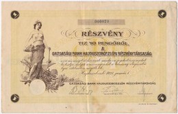 Hajdúszoboszló 1927. 'Gazdasági Bank Hajdúszoboszlón Részvénytársaság' Részvény 10P-ről, Szelvényekkel, Szárazpecséttel, - Non Classés