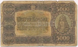 1923. 5000K 'Magyar Pénzjegynyomda Rt. Budapest' T:III-,IV
Adamo K39 - Unclassified