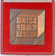 1987. 'OKISZ 1987 BNV / A Bemutatott Kiváló Termékért Elnökség' Br Emlékplakett Eredeti Dísztokban (103x103mm) T:2 - Unclassified