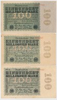 Németország / Weimar Köztársaság 1923. 100M (3x) Mind Eltérő Vízjellel és Sorszám Típussal T:I-,III
Germany / Weimar Rep - Unclassified