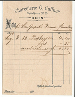 Note De Boucherie, Charcuterie G. Gaffner Spitalgasse Bern (3.8.1893) - Suisse