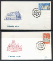 Belgium 1990 Europa Post Offices 2x FDC - 1981-1990