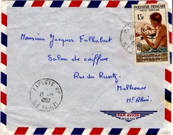 POLYNESIE FRANCAISE Poste Aérienne  1 (o) Graveur Sur Nacre Artisanat Cachet Papeete Tahiti 13 Décembre 1962 - Storia Postale