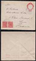 Brazil Brasil 1919 EN 68 100R Stationery Envelope Uprated AMBULANTE MARTIMO SAO PAULO To LYON France - Ganzsachen