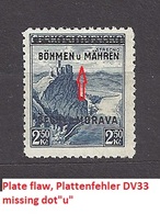 Bohemia & Moravia 1939 MNH ** Mi 15 Sc 15 Czechoslovakia Stamps BÖHMEN U. MAHREN / ... Plate Flaw, Plattenfehler. - Unused Stamps