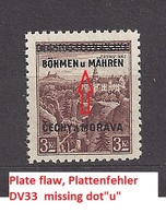 Bohemia & Moravia 1939 MNH ** Mi 16 Sc 16 Czechoslovakia Stamps BÖHMEN U. MAHREN / ... Plate Flaw, Plattenfehler. - Neufs