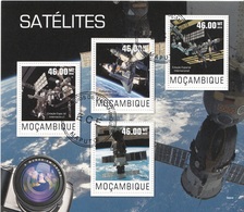 Mozambico 2014 Space Satelites Stazione Spaziale Internazionale Onibus Sheet CTO Perf. Mocambique - Africa