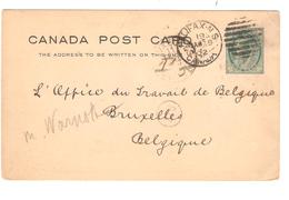 PR6403/ Canada Entier - Entire Post Card Queen Victoria Halifax 1902 V.Bruxelles C.d'arrivée - 1860-1899 Reign Of Victoria