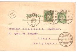 PR6406/ Norway-Norge Entier-Entire CP Porsgrund 1901 V.Liège C.facteur 35 Et C.Liège En Arrivée - Enteros Postales
